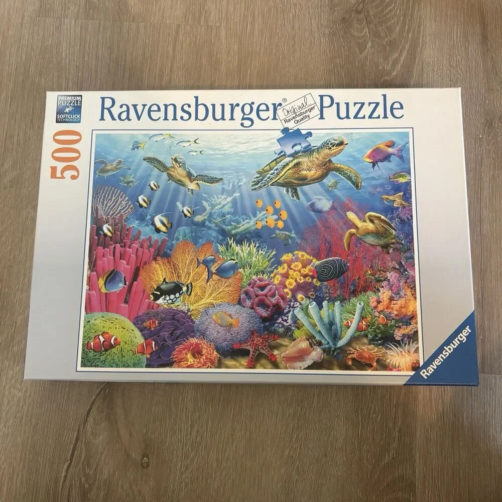 ⁠Ravensburger Tropical Waters 500 Pc Jigsaw Puzzle Sea Turtles NEW Sealed Bag